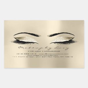 Lash Extension Makeup Beauty Champaigne Glitzer Rechteckiger Aufkleber