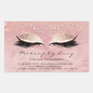 Lash Extension Makeup Beauty Marble Pink Glitzer Rechteckiger Aufkleber