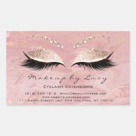 Lash Extension Makeup Beauty Marble Pink Glitzer Rechteckiger Aufkleber