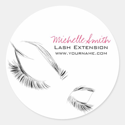Lash Extension Runder Aufkleber (Vorderseite)