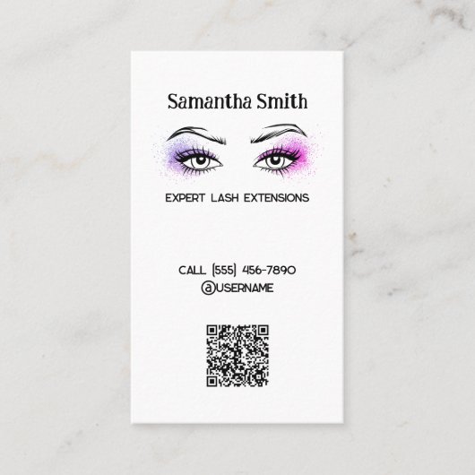 Lash Extension Simple Custom QR Visitenkarte (Vorderseite)