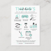 Lash Extensions Aftercare Instructions Business Ca Visitenkarte (Rückseite)