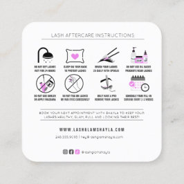 Lash Extensions Aftercare Instructions Fuchsia Squ Quadratische Visitenkarte