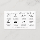 Lash Extensions Aftercare Instructions Modern Busi Visitenkarte (Rückseite)