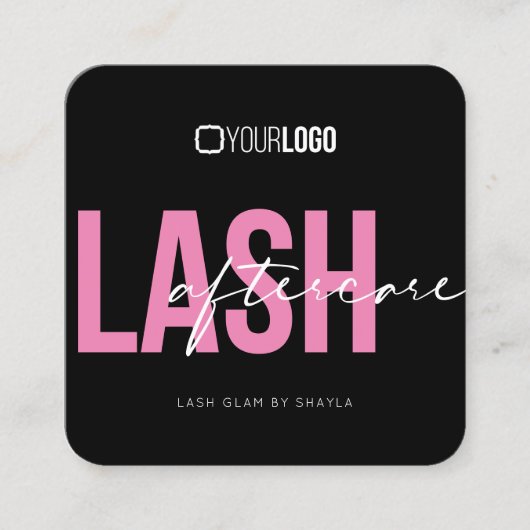 Lash Extensions Aftercare Instructions Square Busi Quadratische Visitenkarte (Vorderseite)