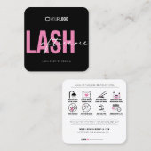 Lash Extensions Aftercare Instructions Square Busi Quadratische Visitenkarte (Vorne/Hinten)