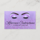 Lash Extensions Aftercare Lila Glam Glitzer Eyes Visitenkarte (Vorderseite)