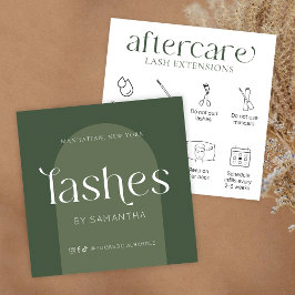 Lash Extensions Aftercare Modern Boho Sage Green Quadratische Visitenkarte