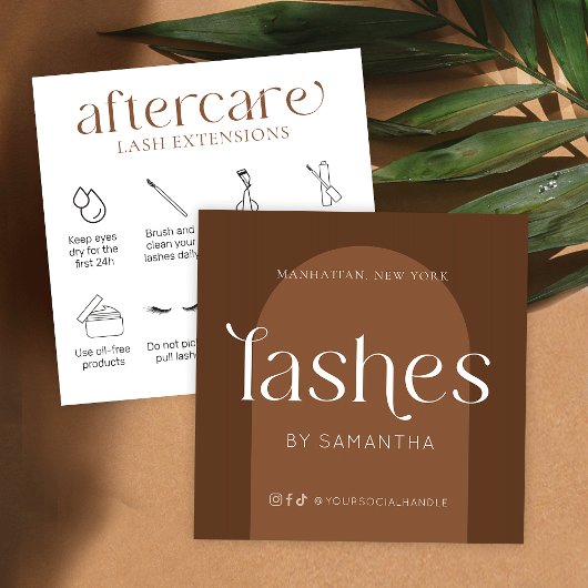 Lash Extensions Aftercare Modern Boho Terracotta Quadratische Visitenkarte