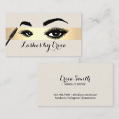 Lash Extensions Makeup Artist Gold Stripe Salon Visitenkarte (Vorne/Hinten)