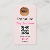 Lash Extensions Pink QR Code Photo Visitenkarte (Vorderseite)