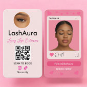 Lash Extensions Pink QR Code Photo Visitenkarte