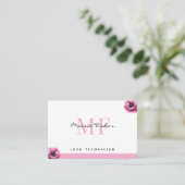 Lash Extensions QR Code Monogram Eyelash Tech Visitenkarte (Stehend Vorderseite)