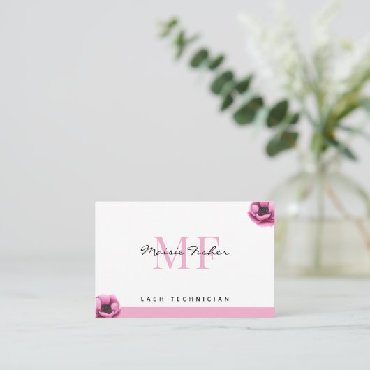 Lash Extensions QR Code Monogram Eyelash Tech Visitenkarte (Stehend Vorderseite)