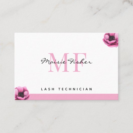 Lash Extensions QR Code Monogram Eyelash Tech Visitenkarte (Vorderseite)