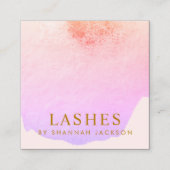 Lash Extensions Trendy Pink Wasserfarbe Abstrakt Quadratische Visitenkarte (Vorderseite)