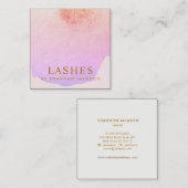 Lash Extensions Trendy Pink Wasserfarbe Abstrakt Quadratische Visitenkarte (Vorne/Hinten)