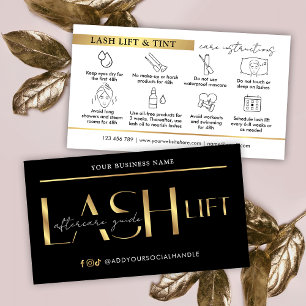 Lash Lift & Tint Aftercare Guide Glam Black & Gold Visitenkarte