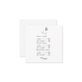 Lash Lounge Einfach Weißes Preisliste Quadratische Visitenkarte