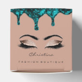 Lash Makeup Logo Glitzer Aquamarin Tropfen Boutiqu Geschenkschachtel (Oben)