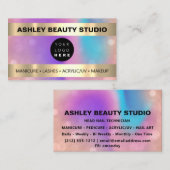 Lash Makeup Nail Friseur Logo Gold Holograph Visitenkarte (Vorne/Hinten)