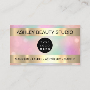 Lash Makeup Nail Friseur Logo Gold Powder Visitenkarte