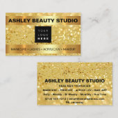 Lash Makeup Nail Stylist Custom Logo Gold Glitzer Visitenkarte (Vorne/Hinten)