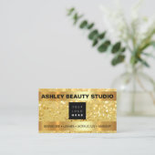 Lash Makeup Nail Stylist Custom Logo Gold Glitzer Visitenkarte (Stehend Vorderseite)