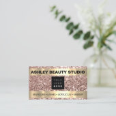 Lash Makeup Nail Stylist Custom Logo Gold Rose Visitenkarte (Stehend Vorderseite)