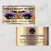 Lash Makeup Nails Logo Holograph Rose Glitzer Visitenkarte (Vorne/Hinten)