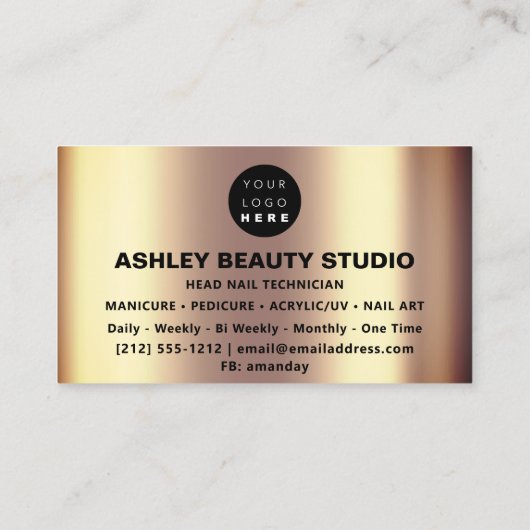 Lash Makeup Nails Logo Holograph Rose Glitzer Visitenkarte (Rückseite)