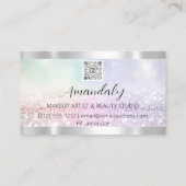 Lash Nails QRCode Logo Eleganter Glitzer Visitenkarte (Rückseite)