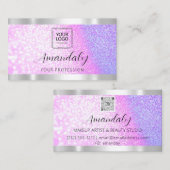 Lash Nails QRCode Logo Glitzer Lila,PInk Visitenkarte (Vorne/Hinten)