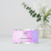 Lash Nails QRCode Logo Glitzer Lila,PInk Visitenkarte (Stehend Vorderseite)