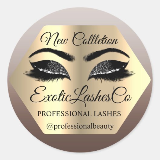 Lash Packaging Makeup Artist Gold Eyes Custom Runder Aufkleber (Vorderseite)