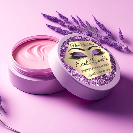 Lash Packaging Makeup Artist Gold Lila Eyes Runder Aufkleber