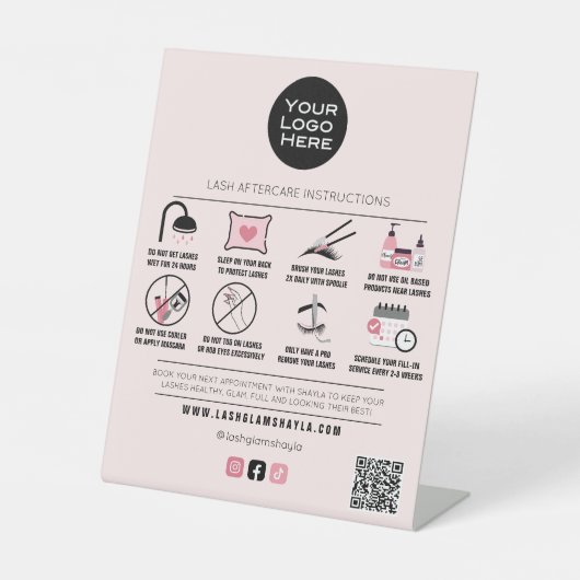 Lash Salon Eyelash Extension Aftercare Institution Sockelschild (Vorderseite)