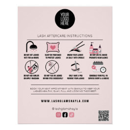 Lash Salon Eyelash Extension Aftercare Instruktion Poster