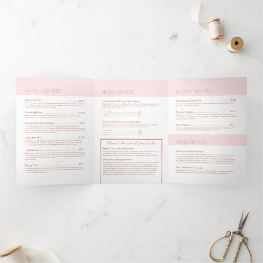 Lash Salon Pink/Rose Gold Broschüre (Innenseite)