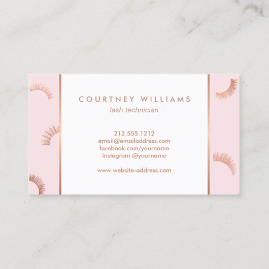 Lash Salon Pink/Rose Gold Loyalität Treuekarte (Rückseite)