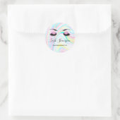 Lash Shampoo Lila Glitzer Eyes Pastel Holography Runder Aufkleber (Tasche)