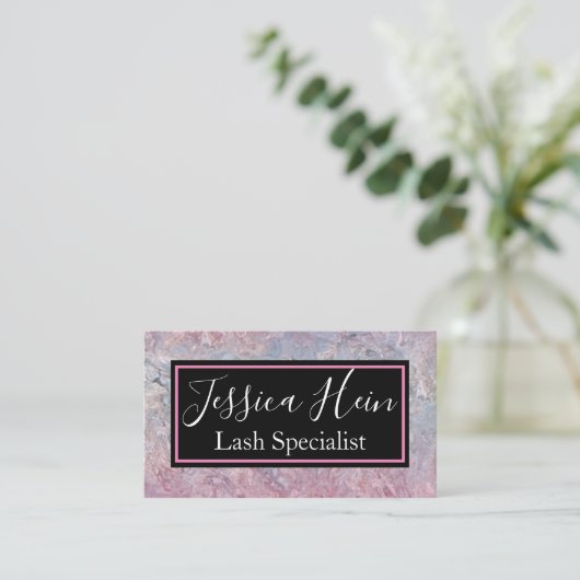 Lash Specialist Monogram Glitzer Script Salon Visitenkarte (Stehend Vorderseite)