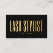 Lash Stylist Black und Gold Visitenkarte (Vorderseite)