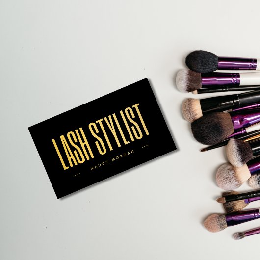 Lash Stylist Black und Gold Visitenkarte
