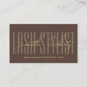 Lash stylist modern typography script brown visitenkarte (Vorderseite)