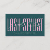 Lash stylist modern typography script green pink visitenkarte (Vorderseite)