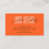 Lash Stylist moderne Typografie Drehbuch neonange Visitenkarte (Rückseite)