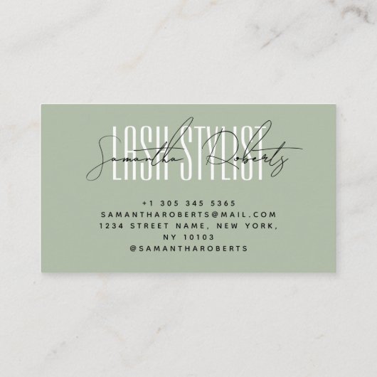 Lash Stylist Moderne Typografie Saline Visitenkarte (Rückseite)