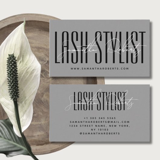 Lash Stylist moderne Typografie-Schrift grau Visitenkarte