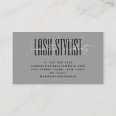 Lash Stylist moderne Typografie-Schrift grau Visitenkarte (Rückseite)